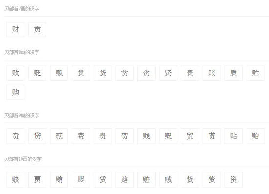 部首为贝字旁汉字有哪些?