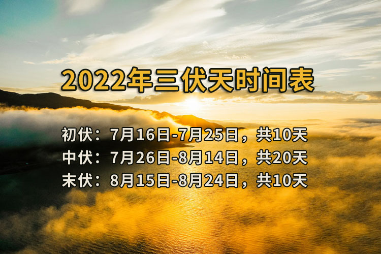 2022年三伏天时间表图片